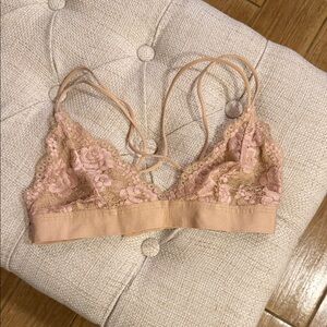 Urban Outfitters Pink and Tan Lace Bralette